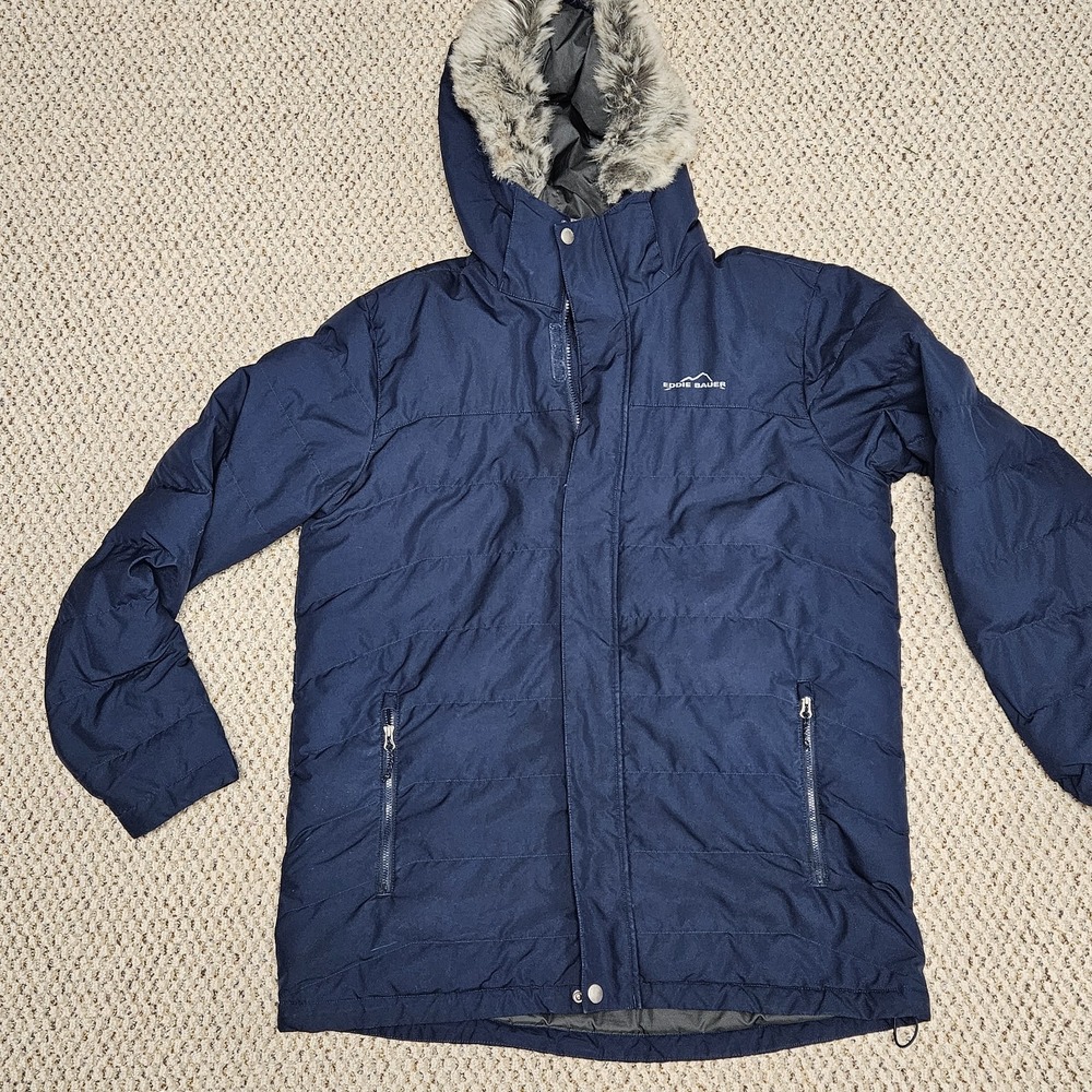 Eddie Bauer Men's Boundary Pass Down Parka Faux-Fur Jacket - Size L